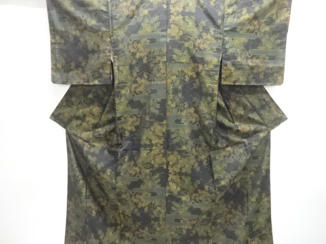 JAPANESE KIMONO / DORO OSHIMA TSUMUGI / WOVEN MAPLE & EGASUMI